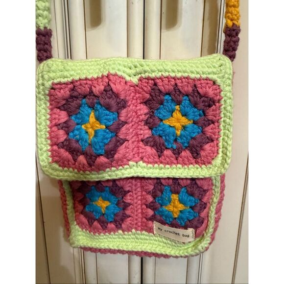 Zara Women's Flap Crochet Floral Sling Crossbody Bag Multicolor Small - Picture 2 of 9